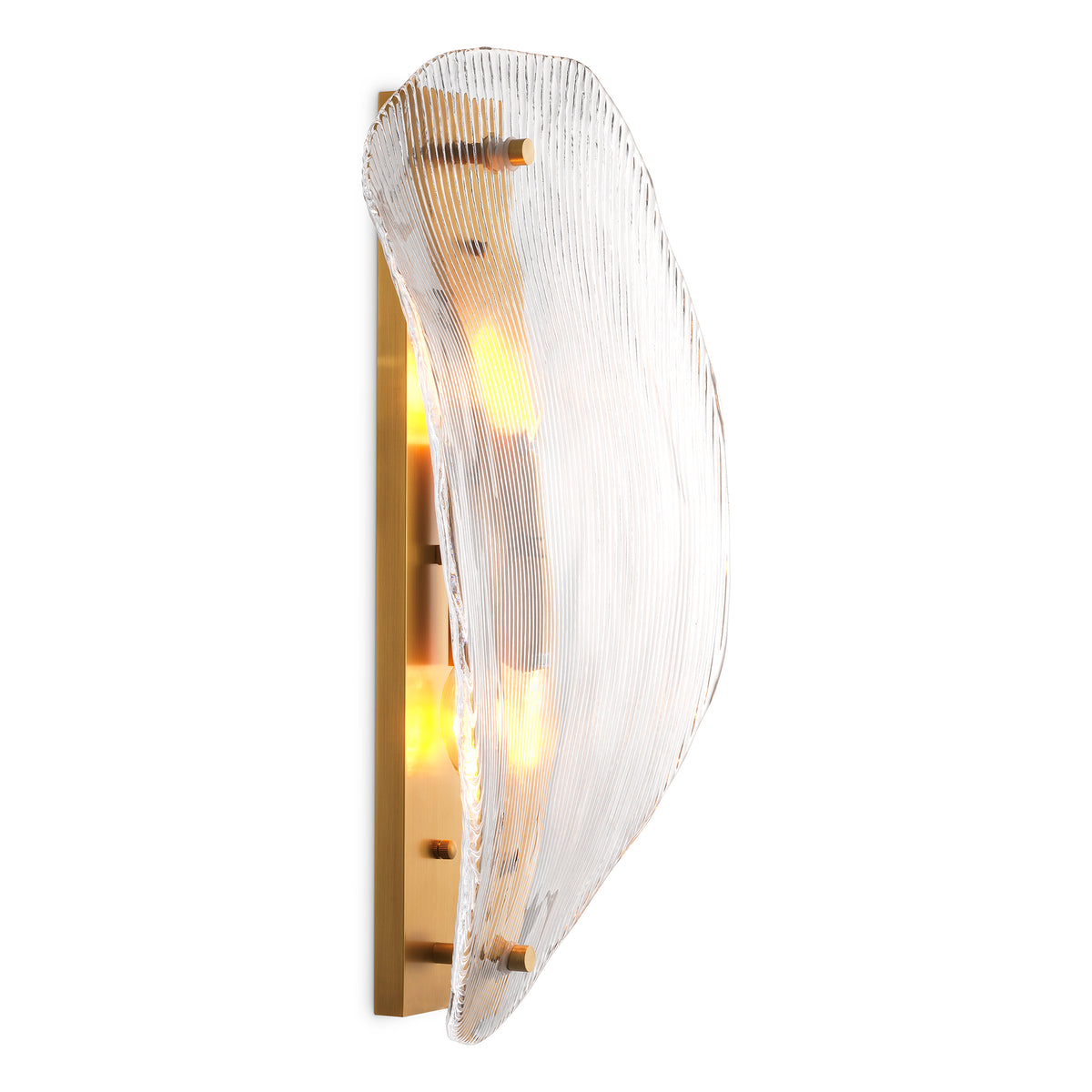 Hibis Wall Lamp in Antique Brass and Clear Glass