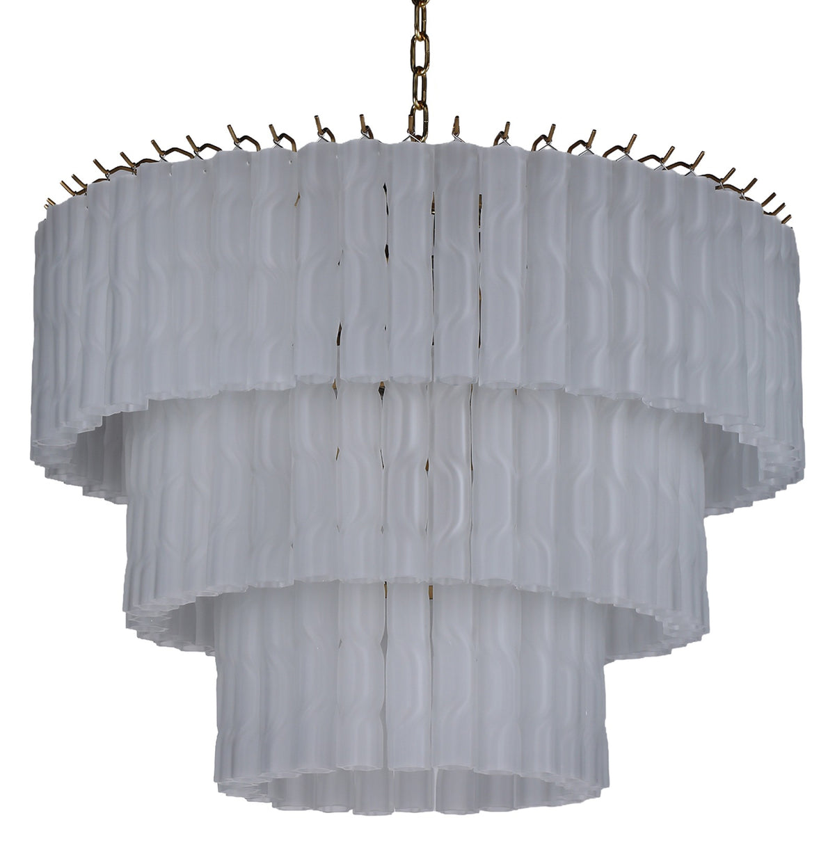 Twisted Frost Glass Chandelier - Large
