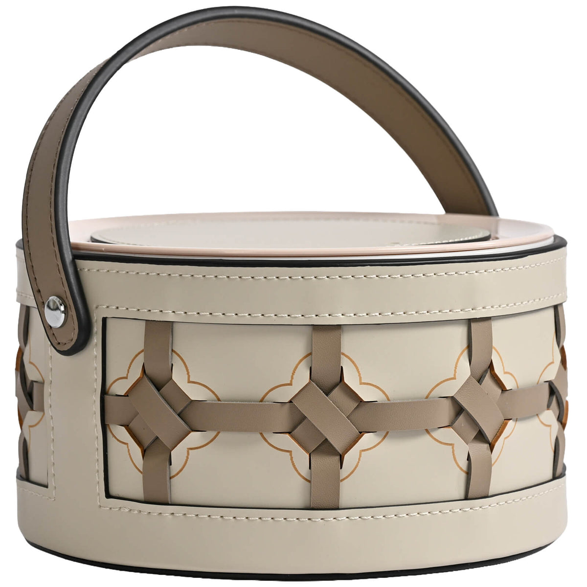 Woven Leather Desk Bin with Handle