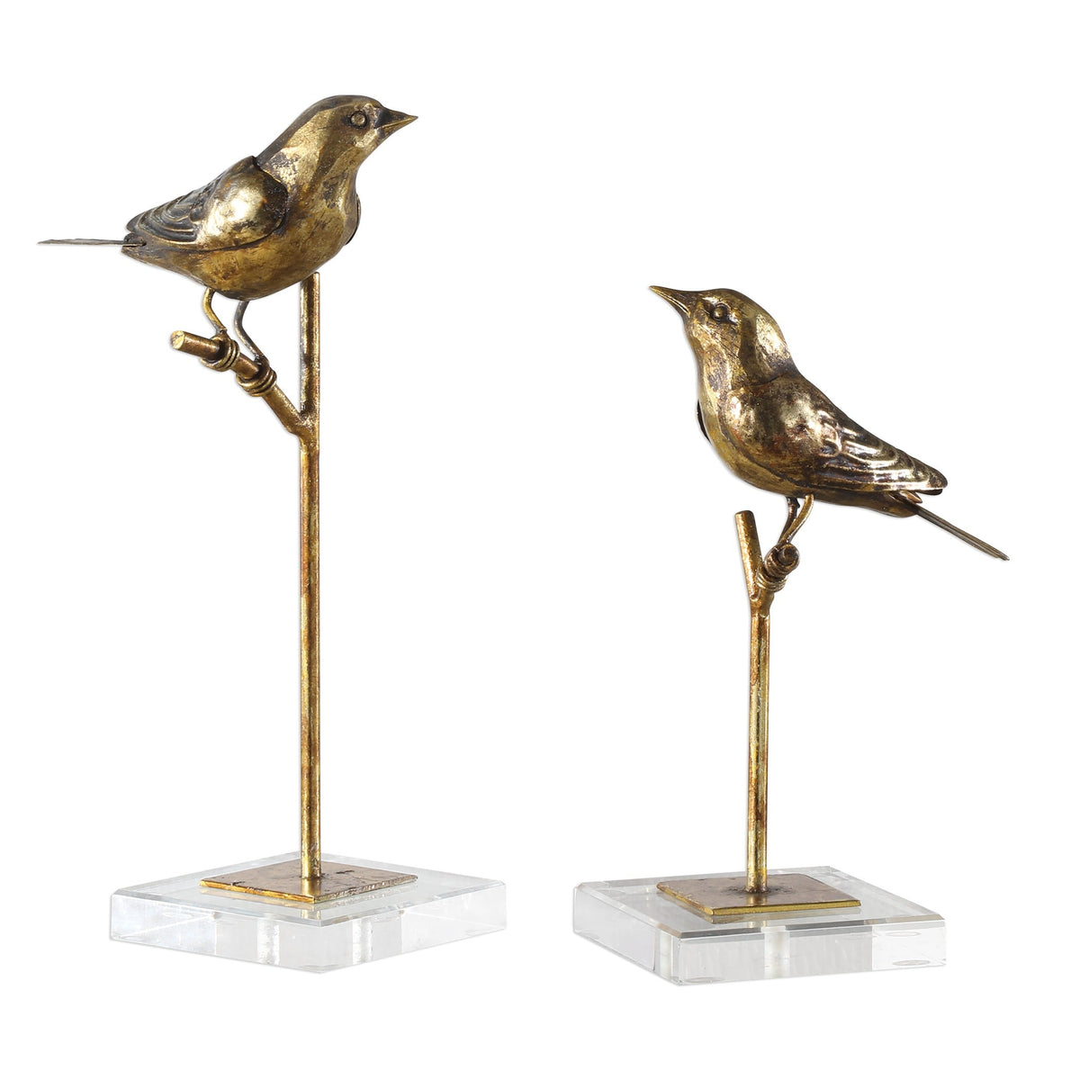  Passerines Bird Sculptures S/2