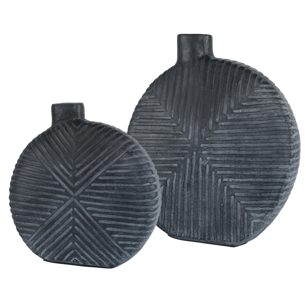  Viewpoint Aged Black Vases, Set/2