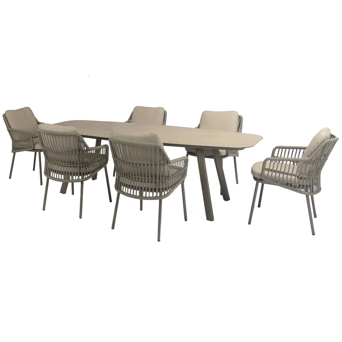 Alicante 6 seater outdoor dining set with 180cm ceramic dining table