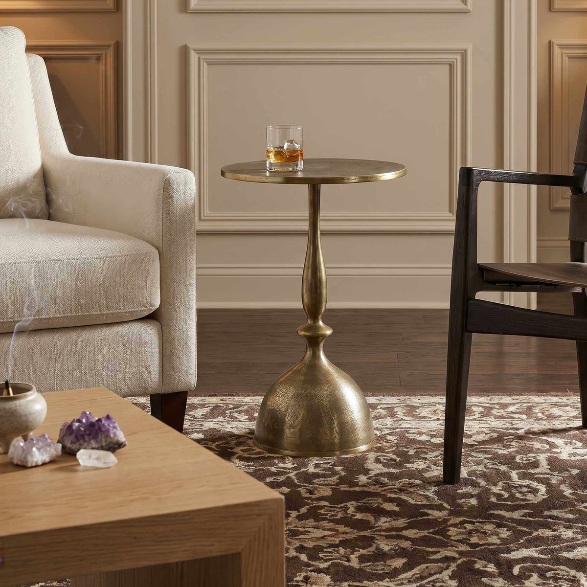 Ambrose Side Table in Antique Brass
