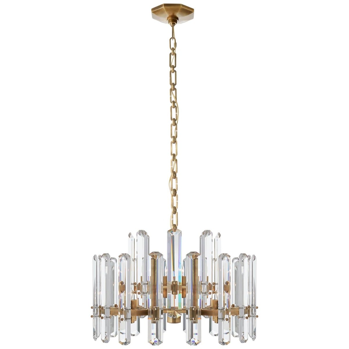 Bonnington Chandelier in Hand-Rubbed Antique Brass with Crystal
