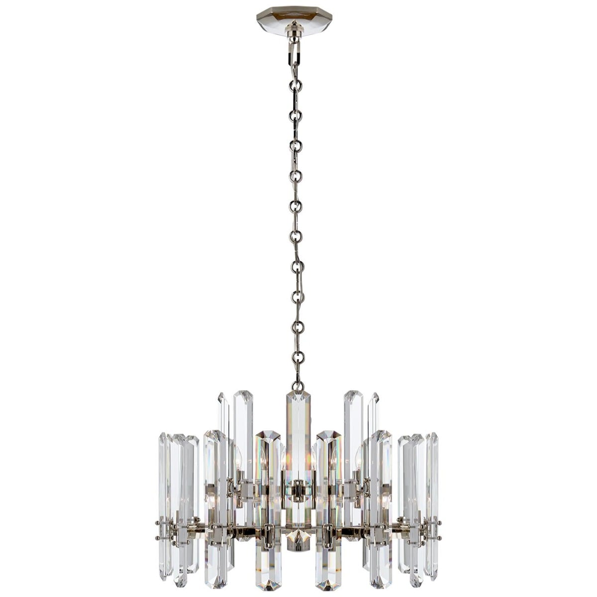 Bonnington Chandelier in Polished Nickel with Crystal