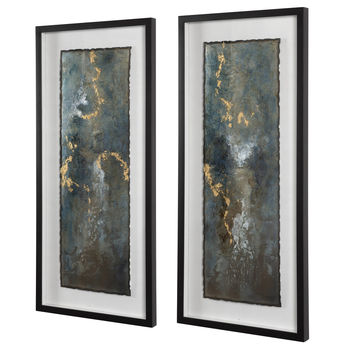 Glimmering Agate Shadow Boxes - Set of 2