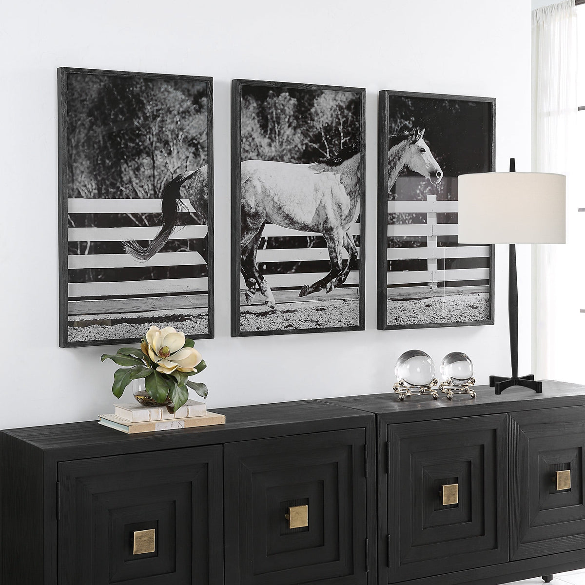 Galloping Forward Equine Prints - Set of 3