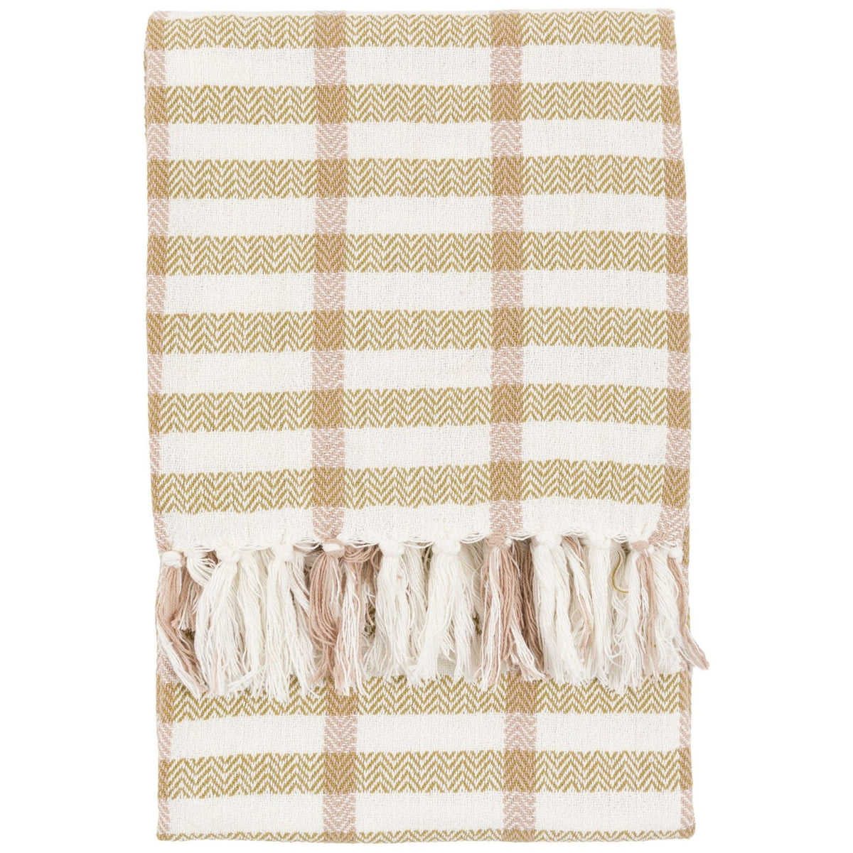 Arvo Grid Woven Throw in Green/Rust