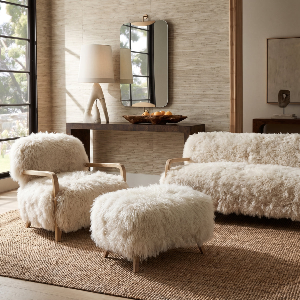 Baaarb Ottoman in Real Sheepskin
