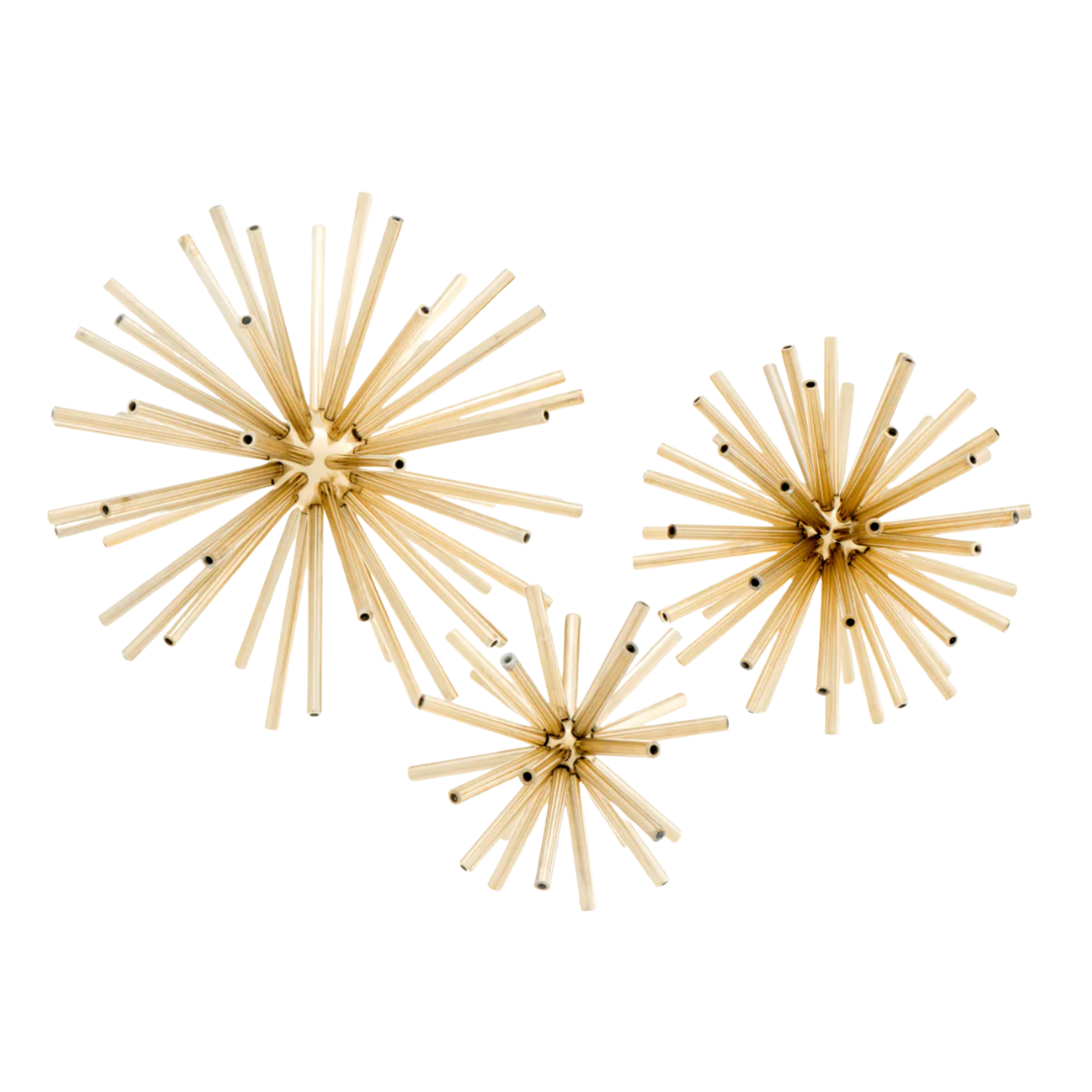 Meteor Decorative Accents in Polished Brass - Set of 3
