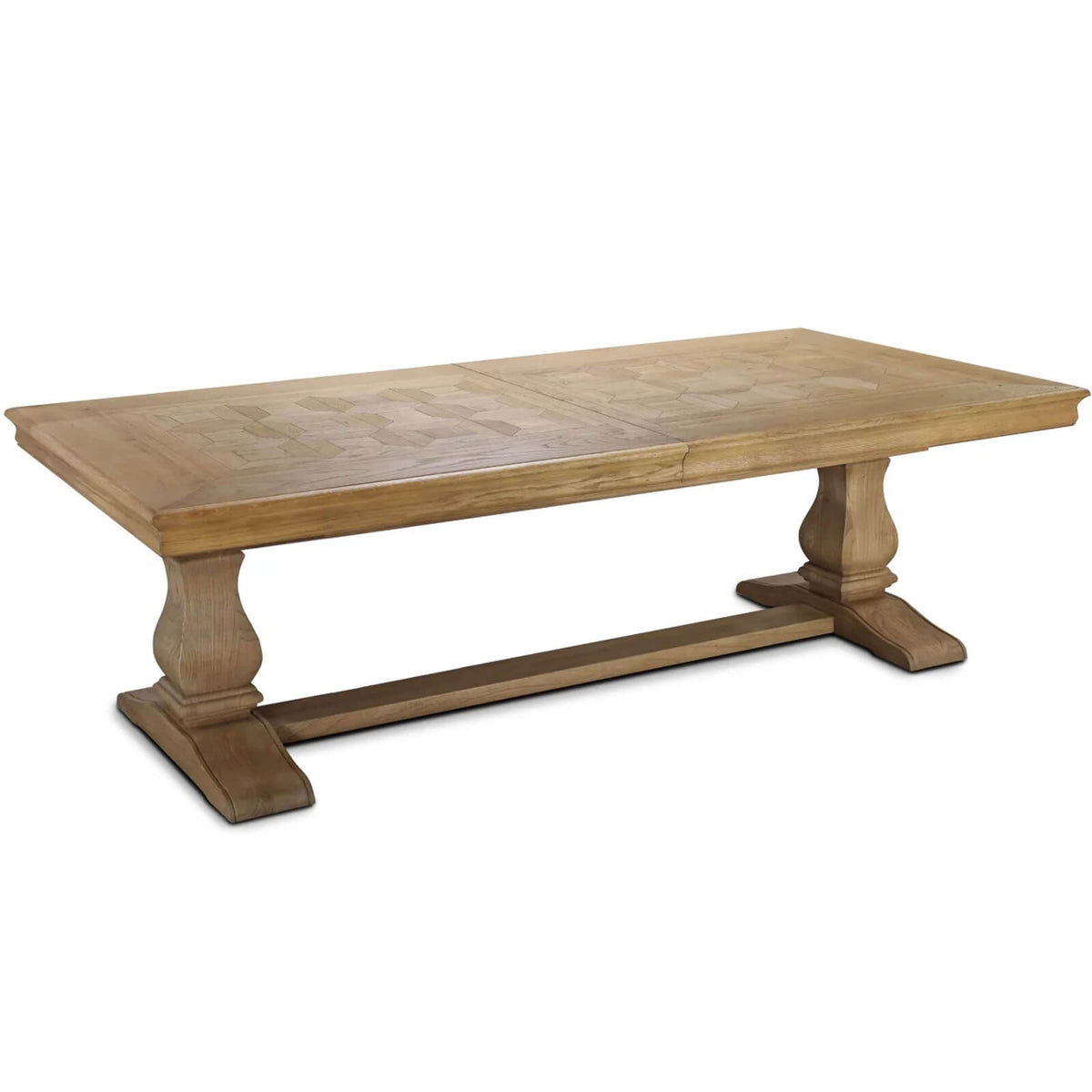 Bath Extending Oak Parquet Dining Table - 180-280cm