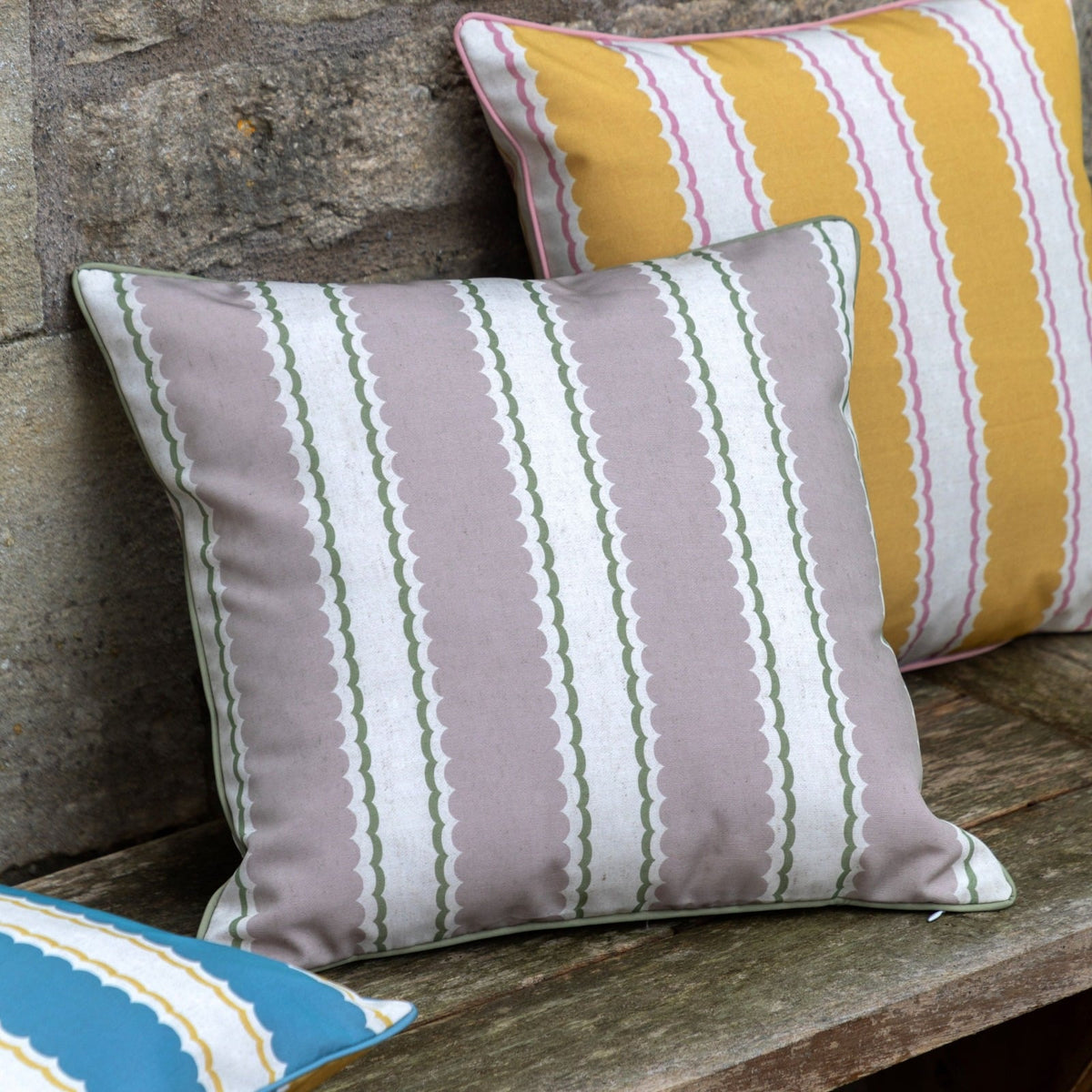 Calivana Stripe Indoor/Outdoor Cushion in Olive/Natural