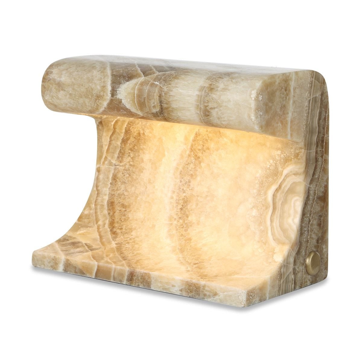 Carved Beam Rechargeable Mini Lamp in Latte Onyx