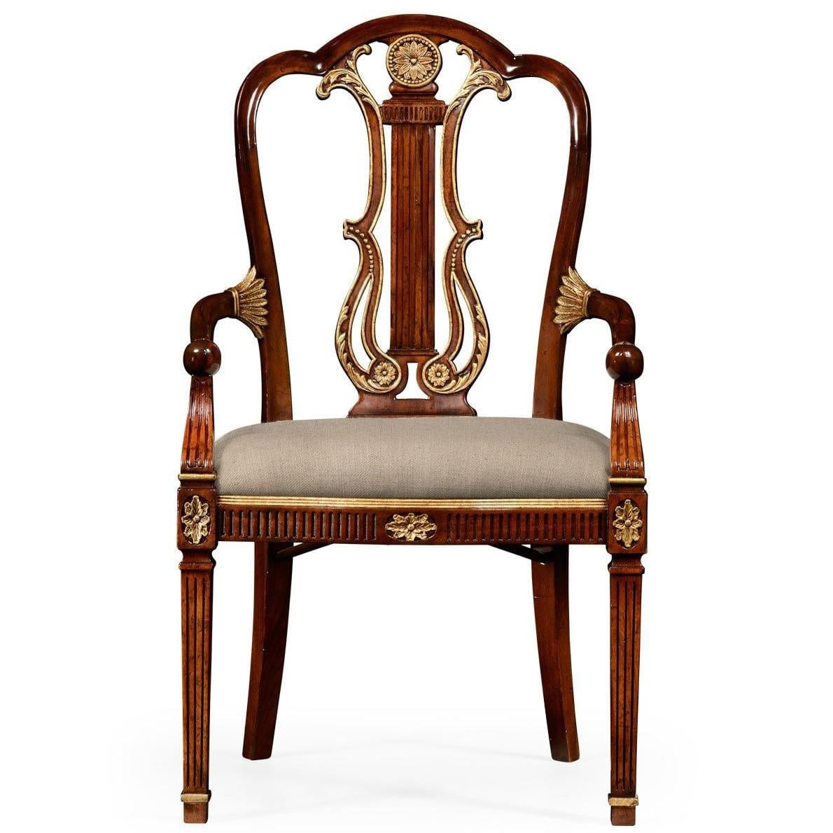 Buckingham Gilded Lyre Back Arm Chair in Antwerp