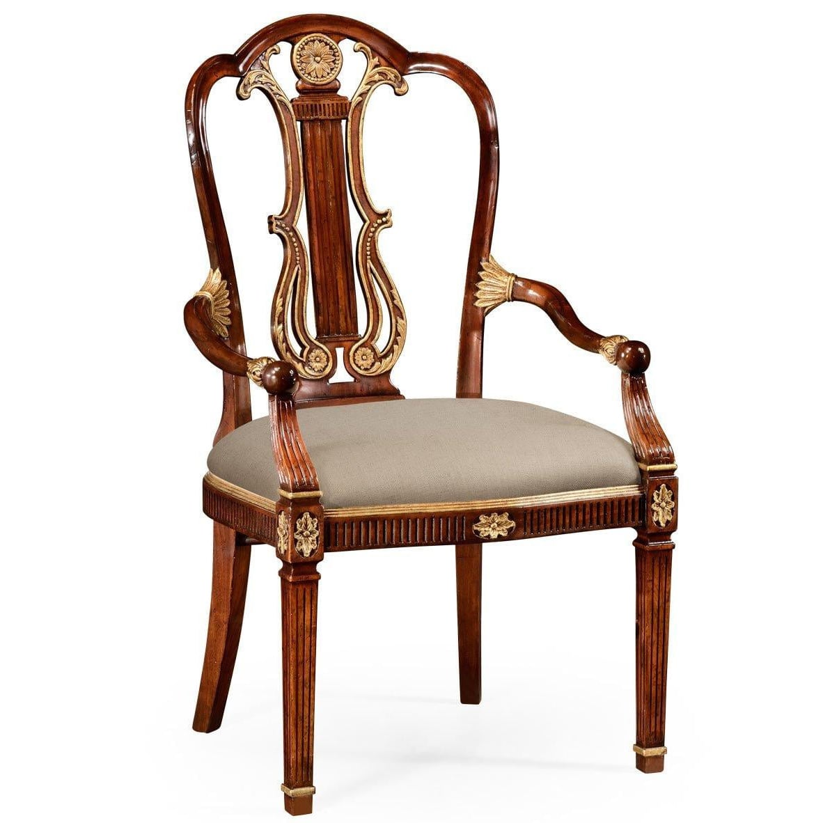 Buckingham Gilded Lyre Back Arm Chair in Antwerp
