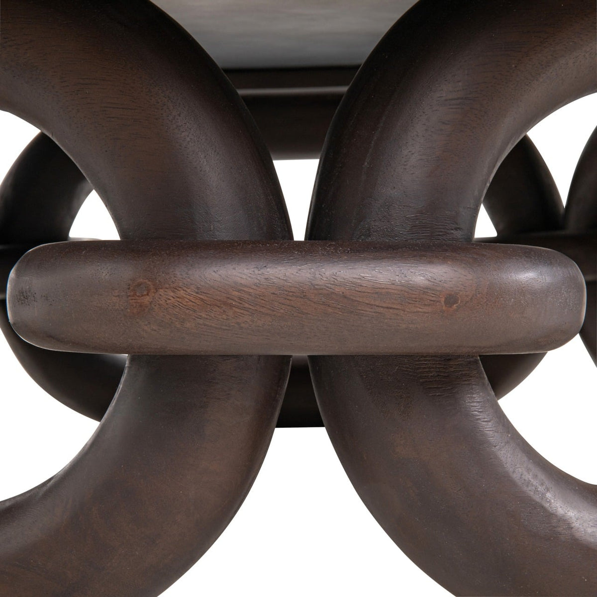 Chainey Round Coffee Table in Ash Brown with Travertine Top