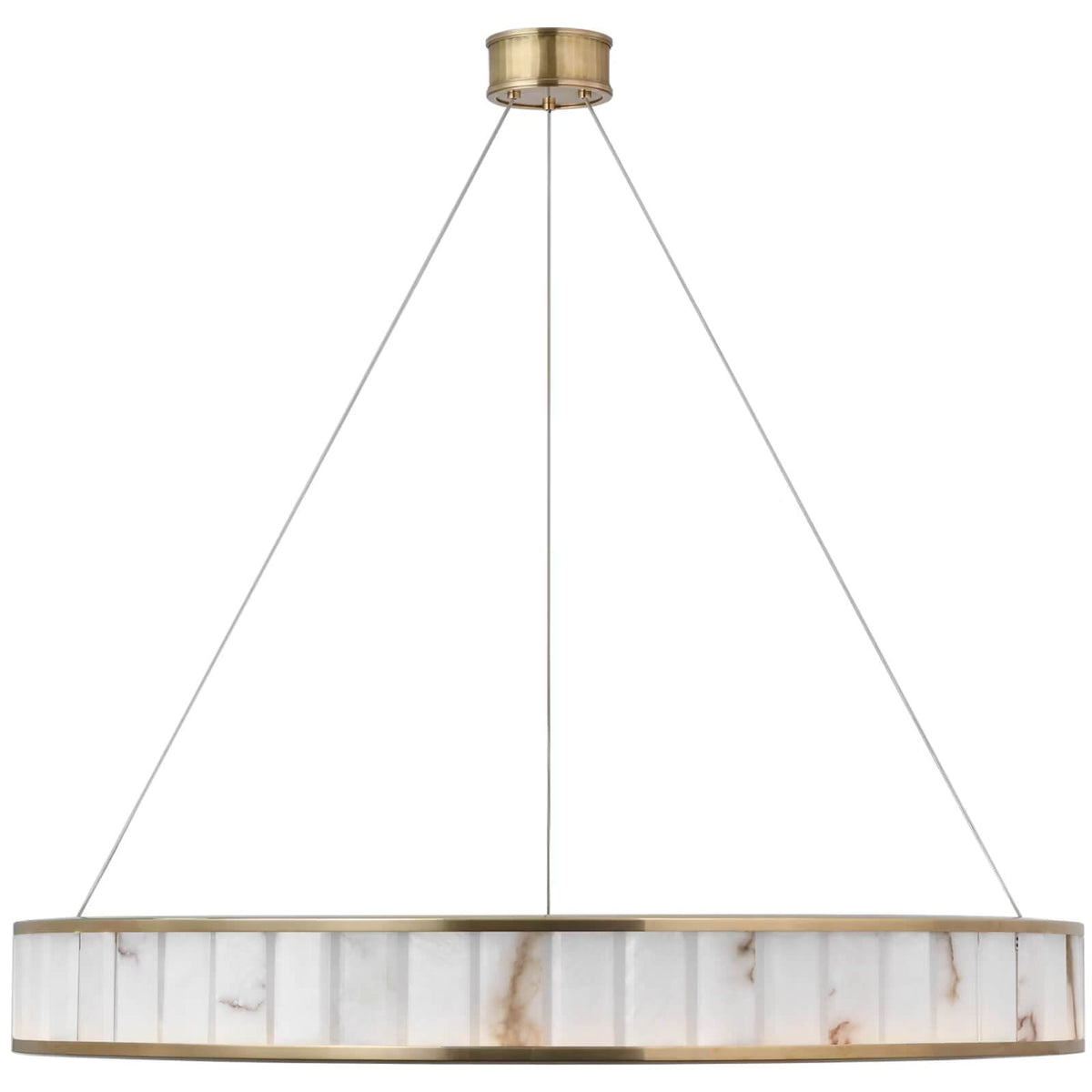 Iterna 40" Ring Chandelier in Antique-Burnished Brass with Alabaster