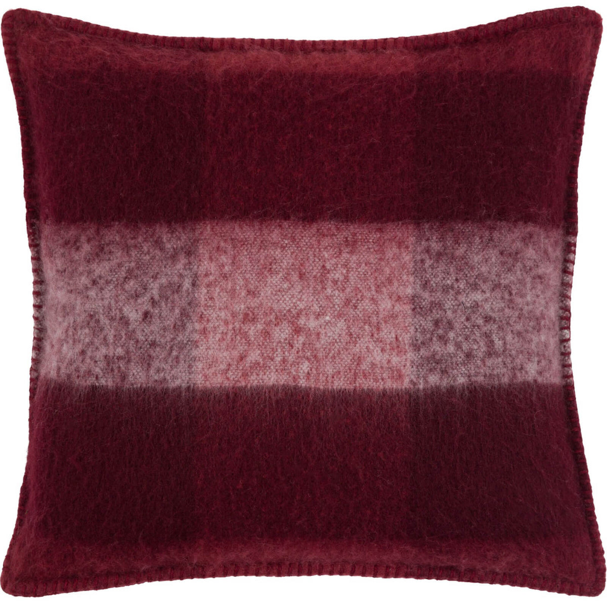 Check Faux Mohair Cushion in Merlot