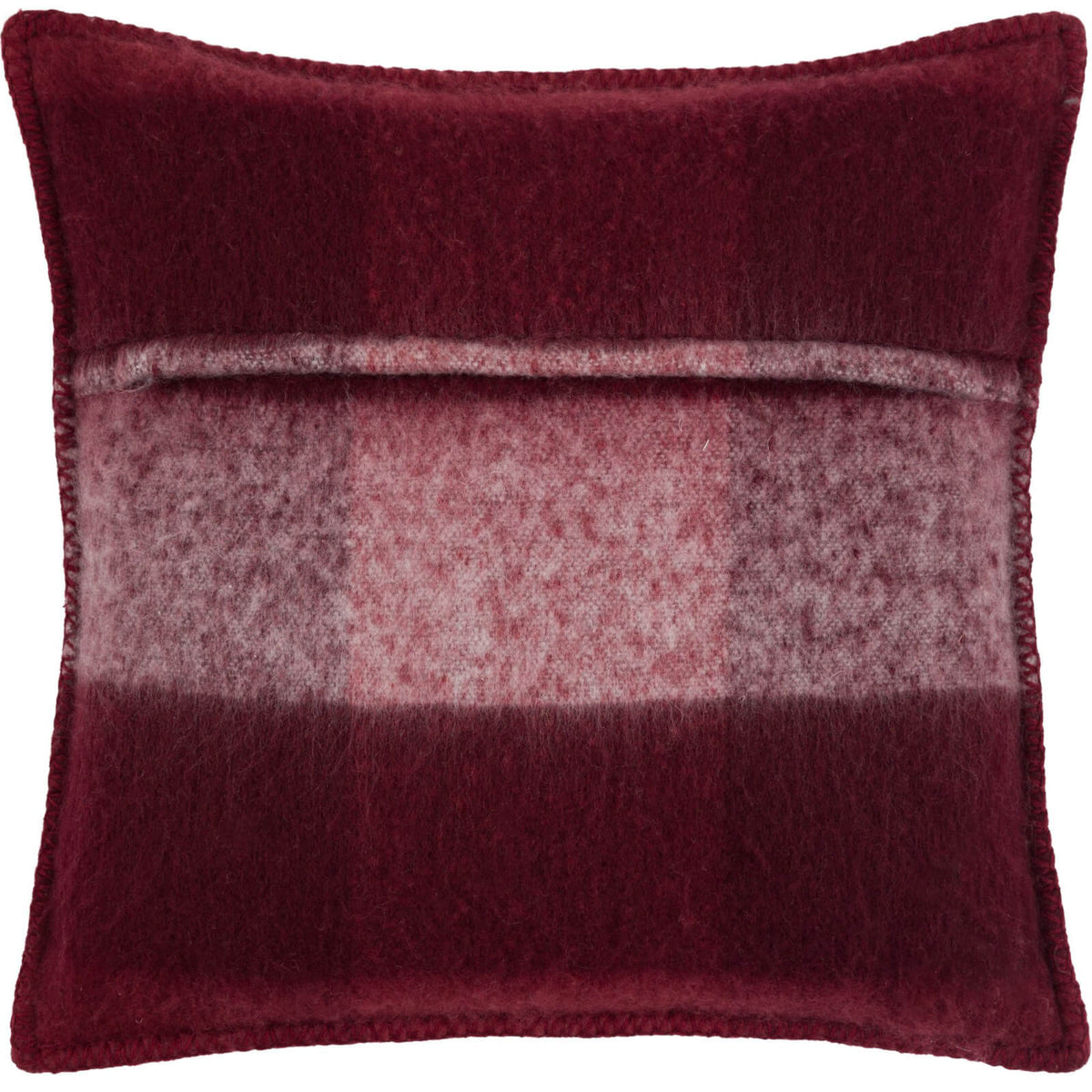 Check Faux Mohair Cushion in Merlot