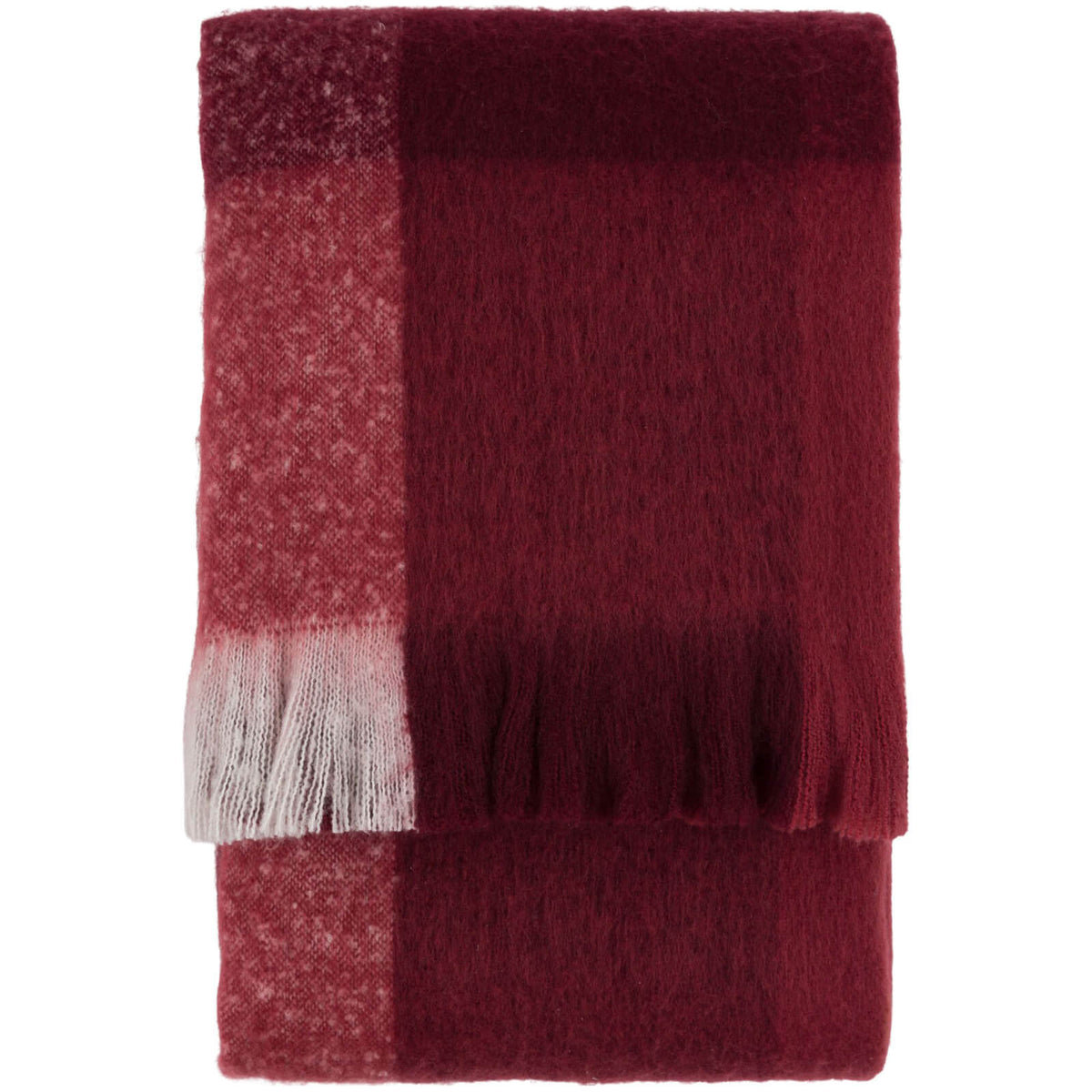 Check Faux Mohair Throw in Merlot
