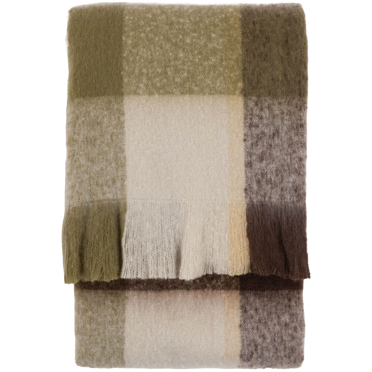 Check Faux Mohair Throw in Olive