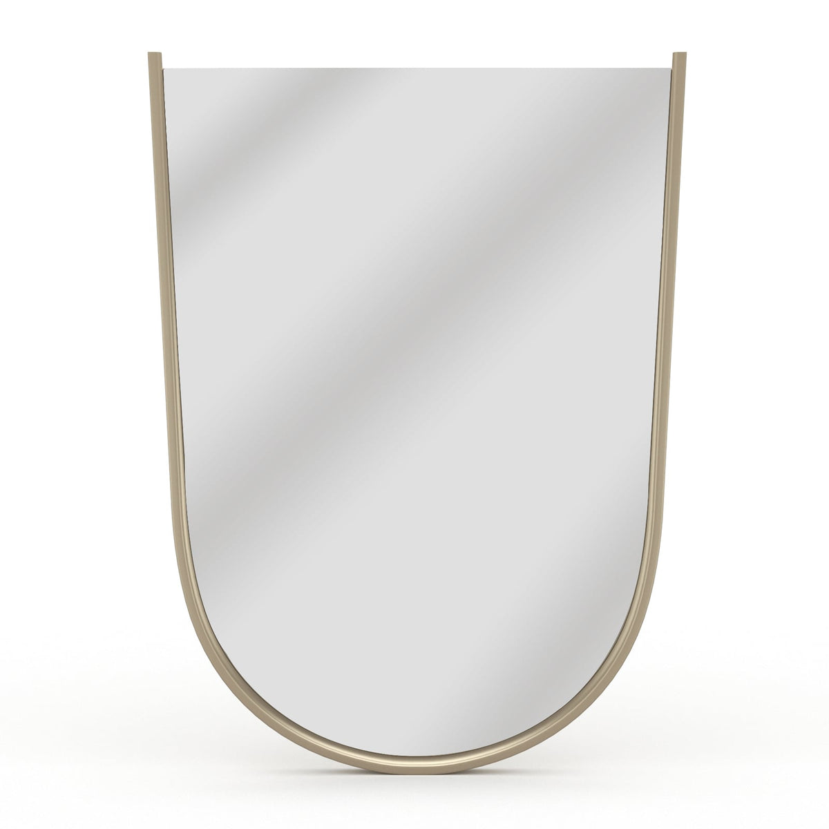 Oblique Inverted Arch Mirror in Soft Silver Paint Gloss