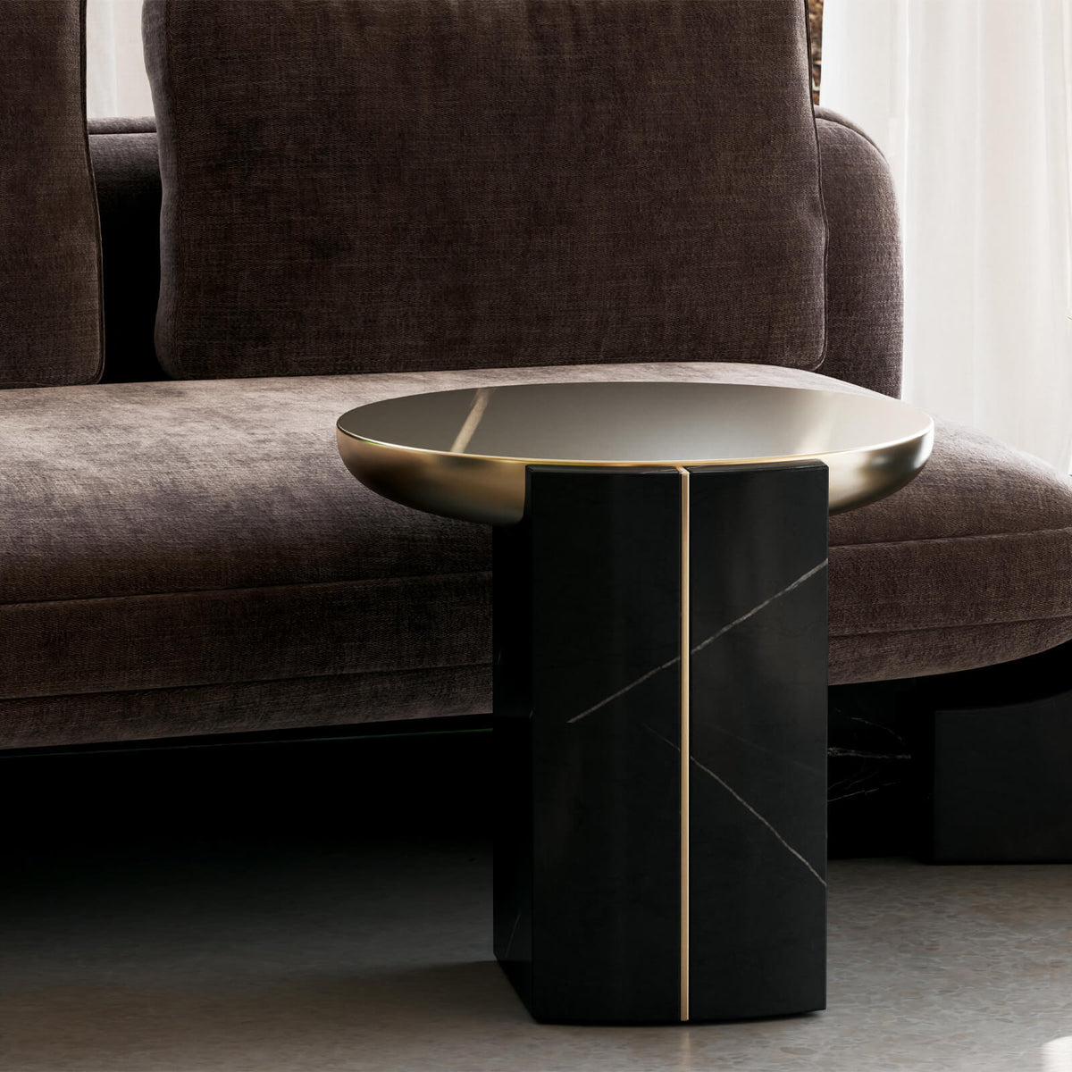 Overlap Round Side Table in Dark