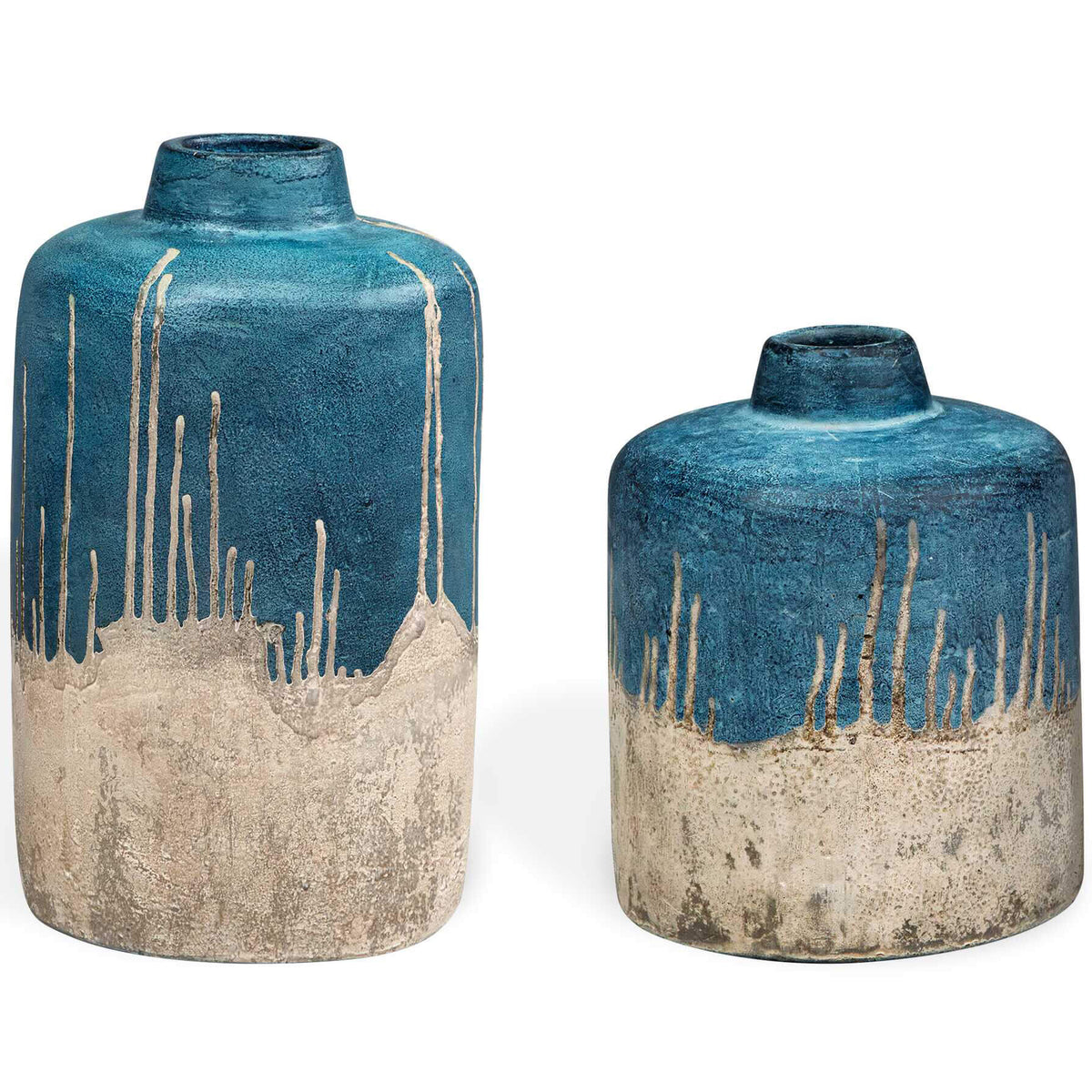 Coastal Cascade Indoor-Outdoor Blue Vases, Set of 2