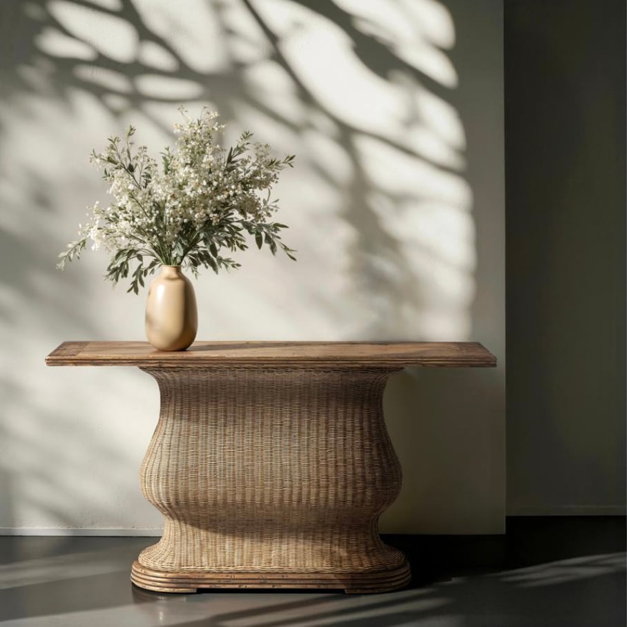 Palm Court Rattan Console Table