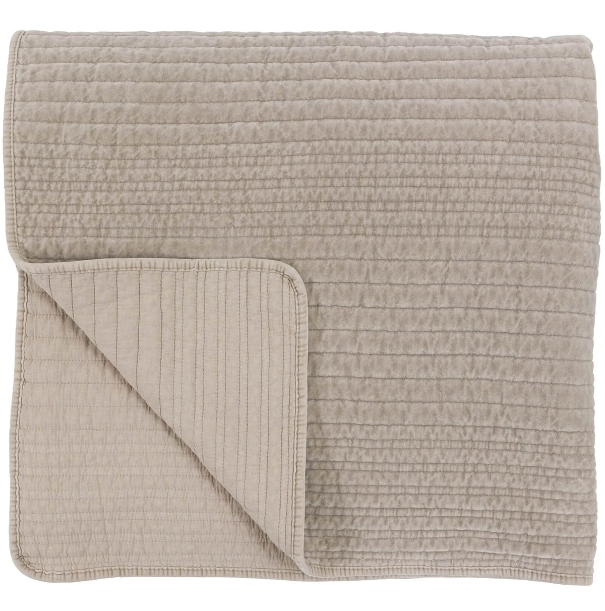 Cotton Velvet Stitched Bedspread in Taupe