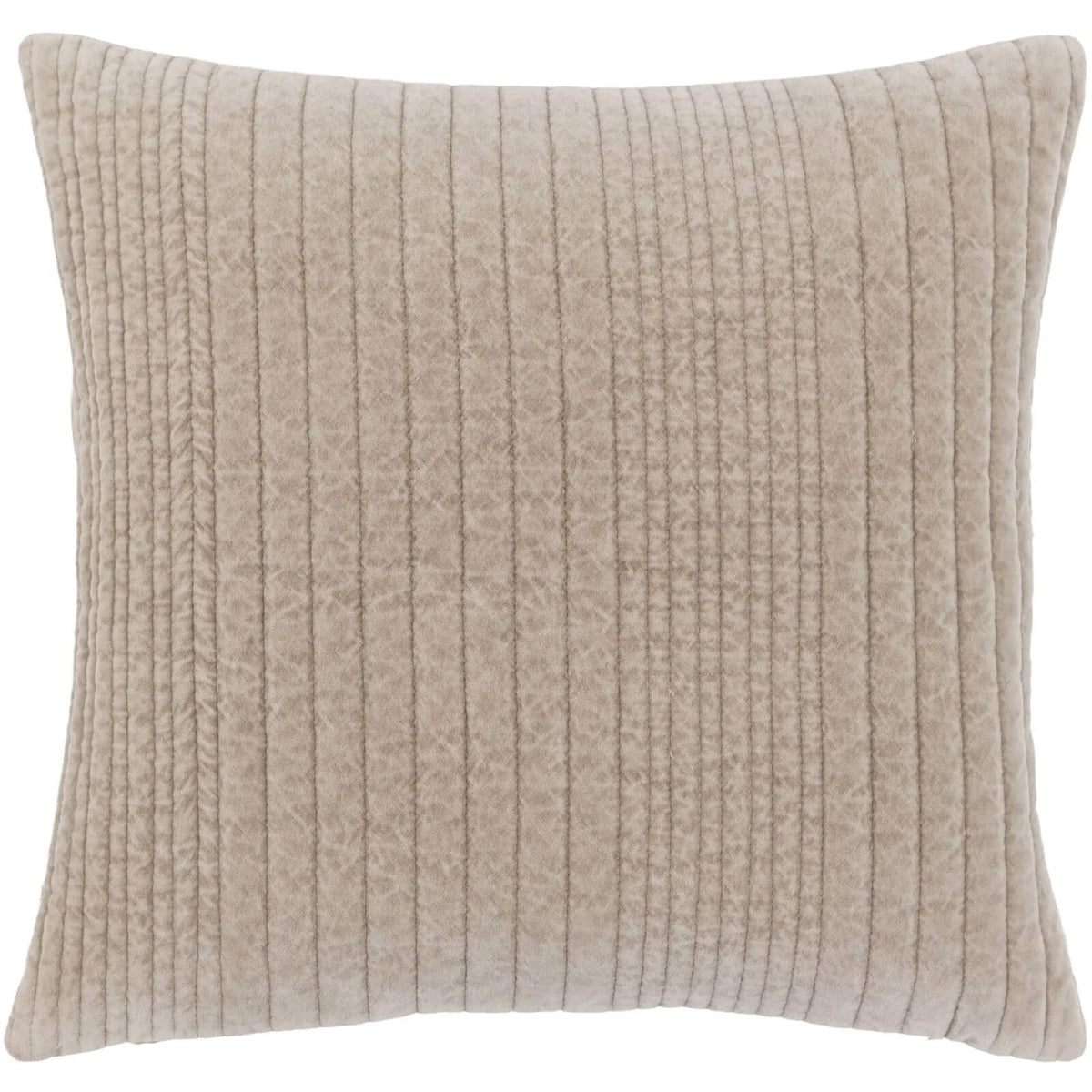 Cotton Velvet Stitched Cushion in Taupe