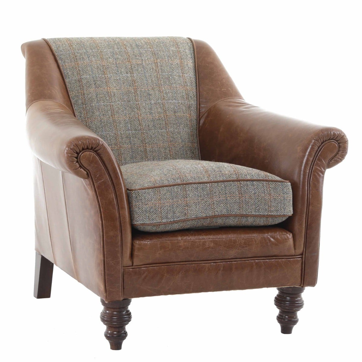 Dalmore Accent Chair in Bracken Herringbone & Galveston Bark Made To Order