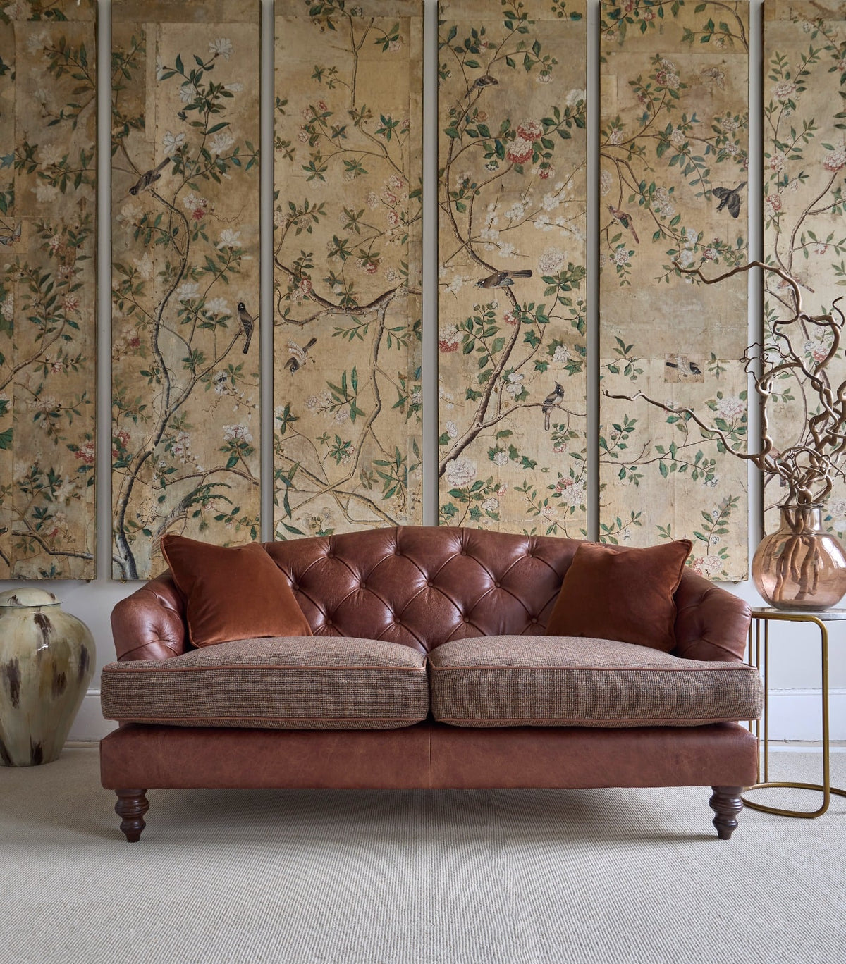 Dalmore Petite Sofa in Bracken Herringbone & Galveston Bark Made To Order