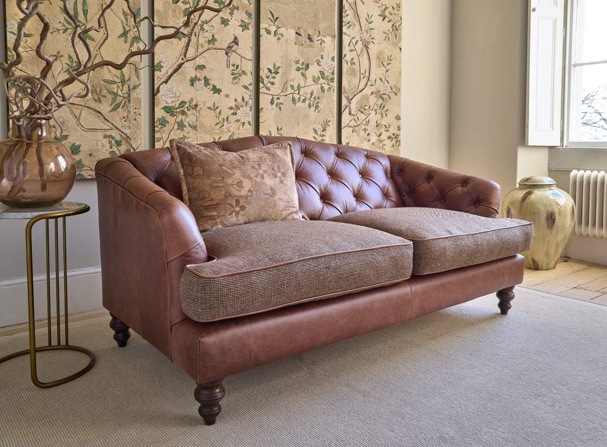 Dalmore Petite Sofa in Bracken Herringbone & Galveston Bark Made To Order