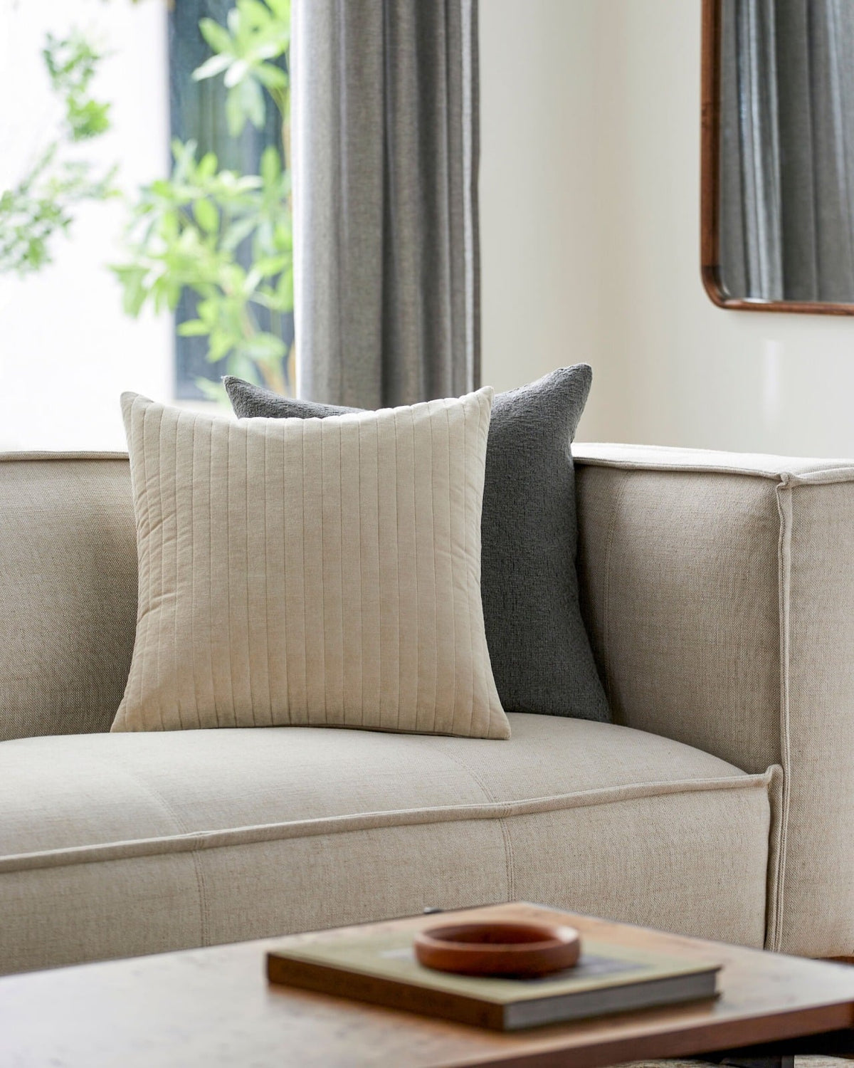 Digby Velvet Cushion in Oatmeal - 51 x 51 cm