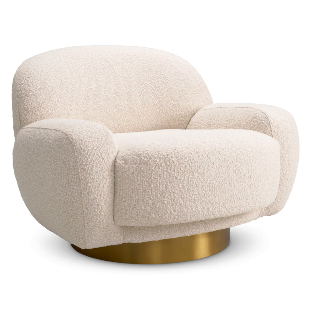 Udine Swivel Chair in Cream Bouclé
