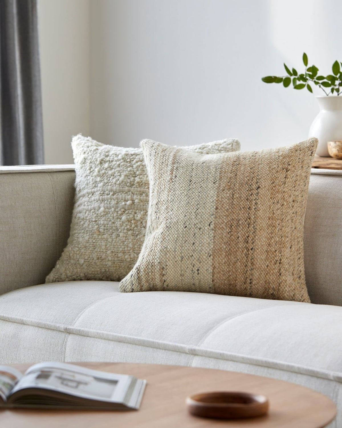 Deccan Traps Woven Cushion in Light Beige - 51 x 51 cm