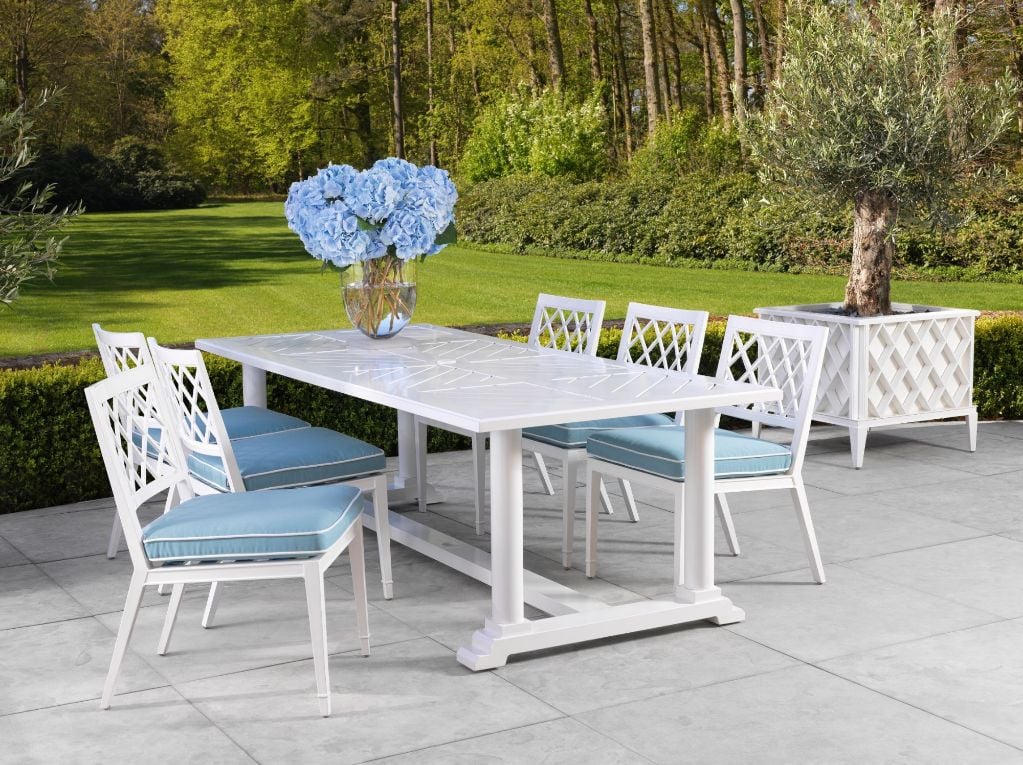 Bell Rive Rectangular Outdoor Dining Table in White