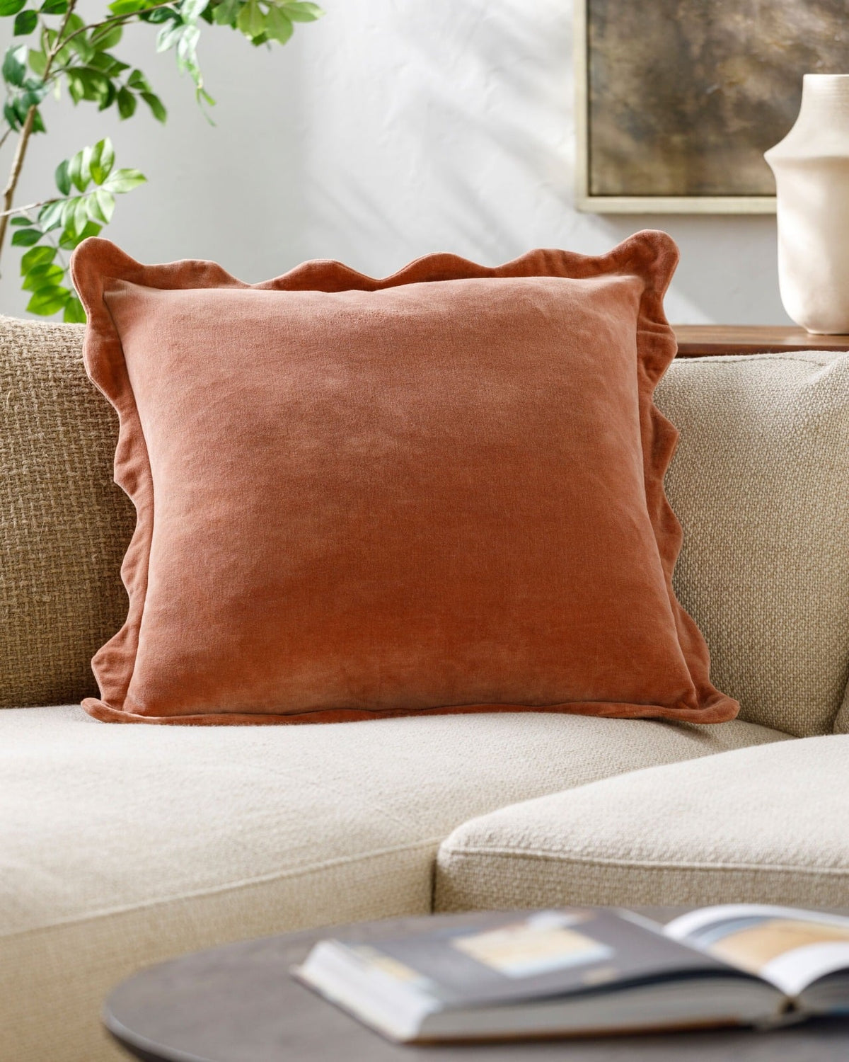 Effervescent Woven Cushion in Dusky Coral - 51 x 51 cm