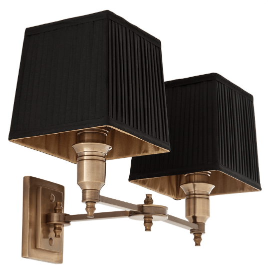 Wall Lamp Lexington Double ant brass incl black sh