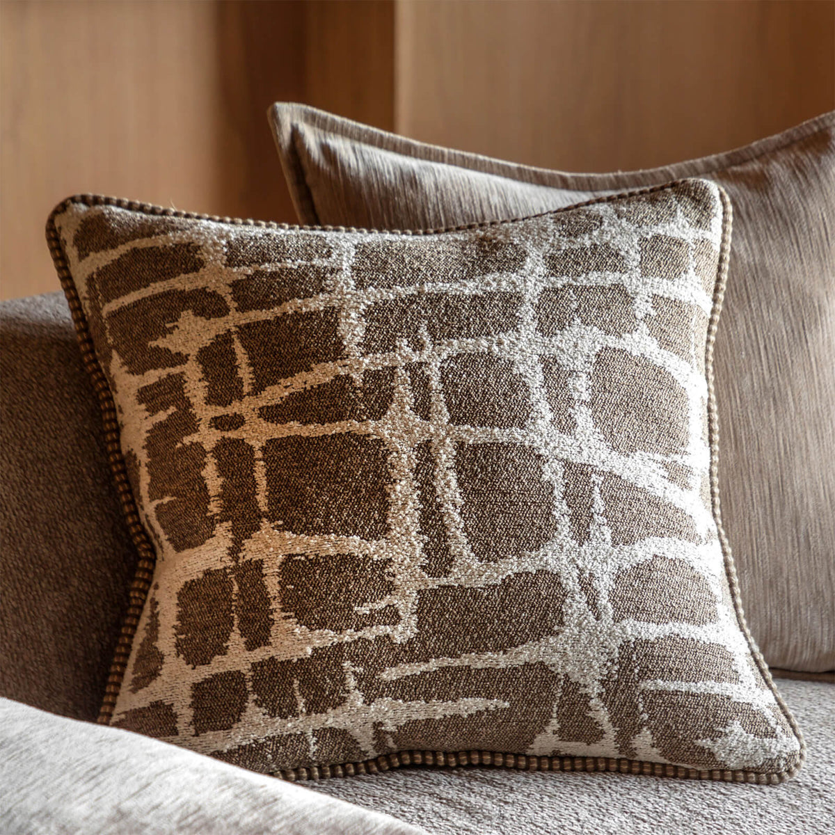 Elara Jacquard Cushion in Mocha