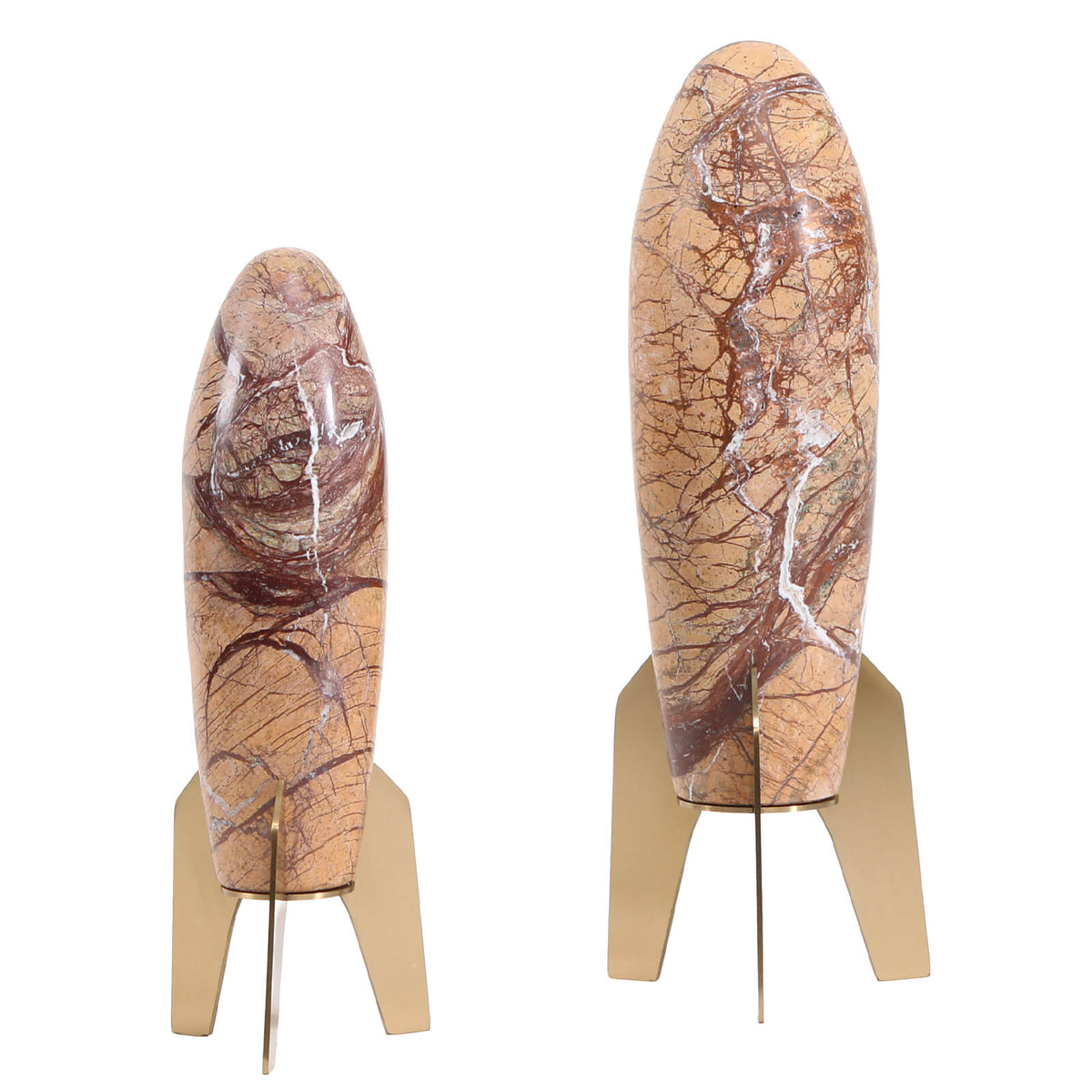 Rocket Sculpture in Brown Marble - Large