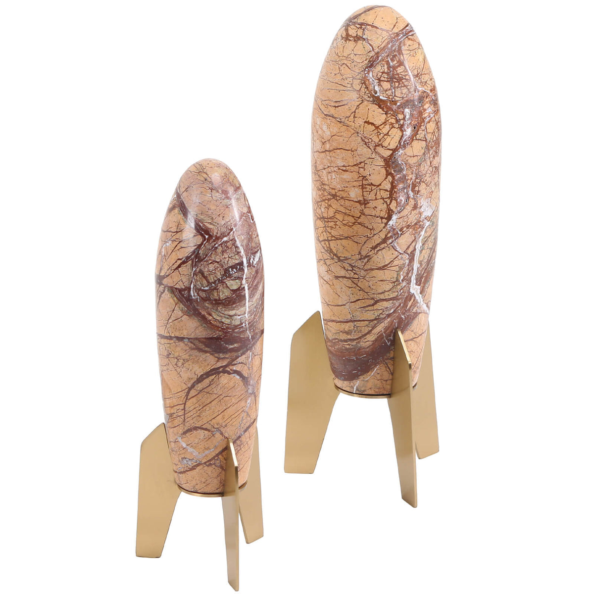 Rocket Sculpture in Brown Marble - Large
