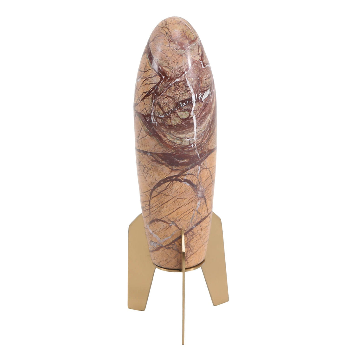 Rocket Sculpture in Brown Marble - Small