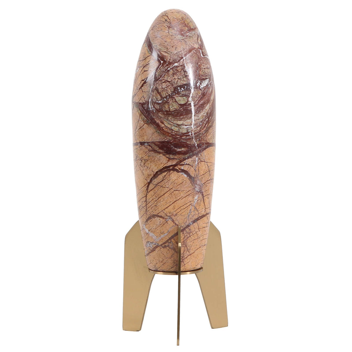 Rocket Sculpture in Brown Marble - Small