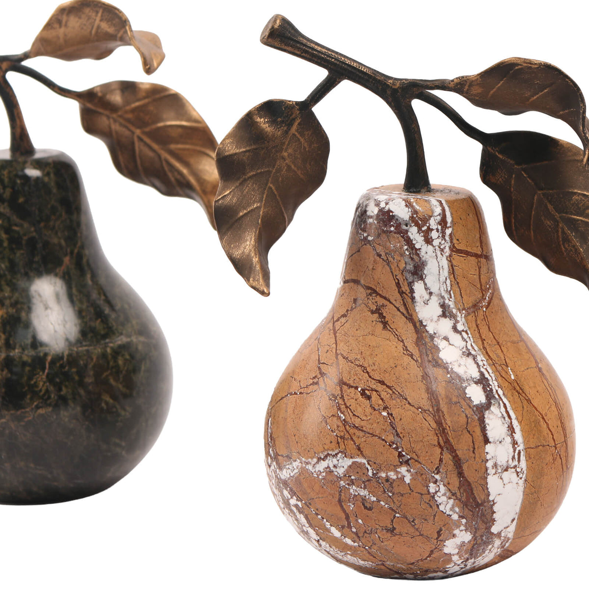 Pear Ornament in Golden Bronze Marble