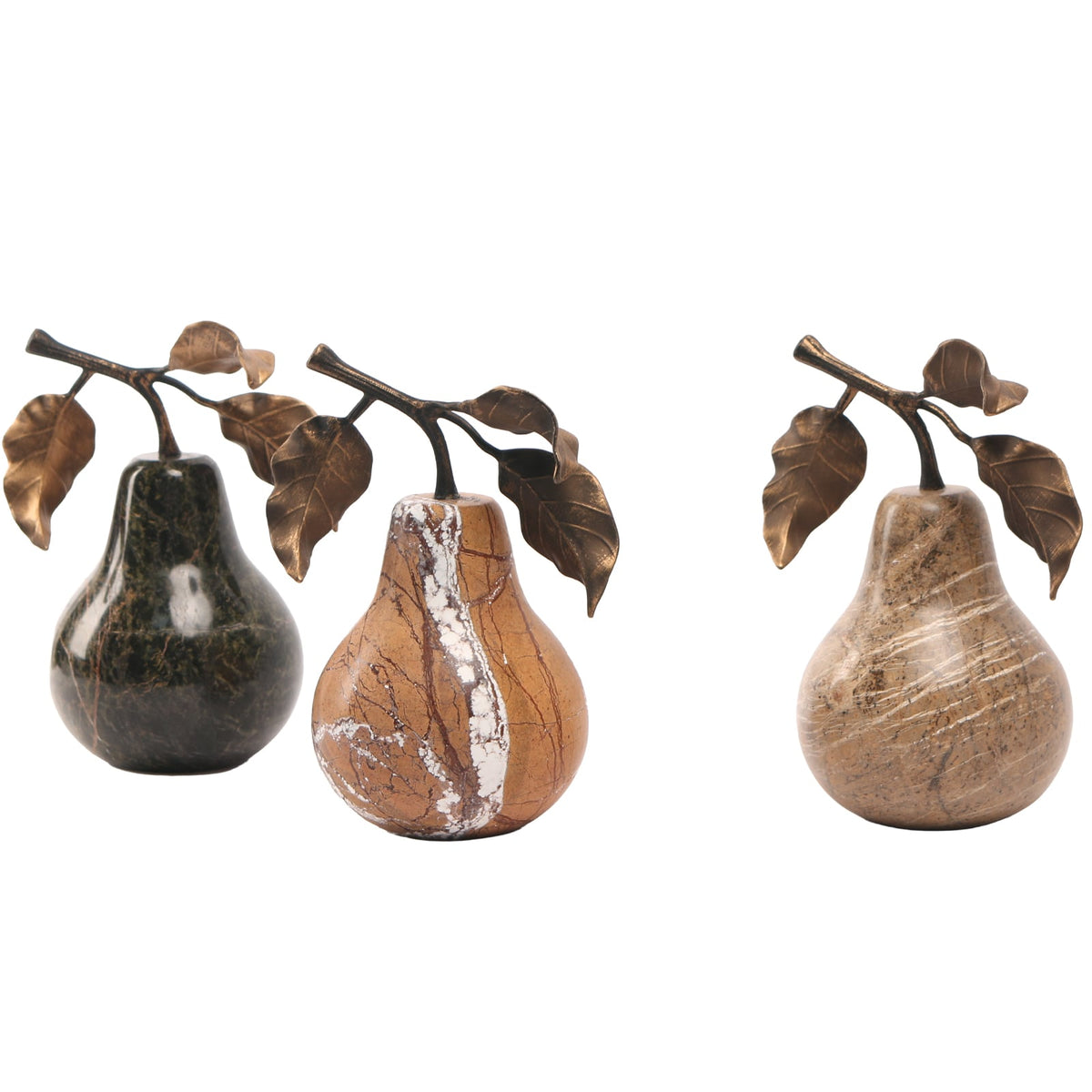 Pear Ornament in Golden Bronze Marble