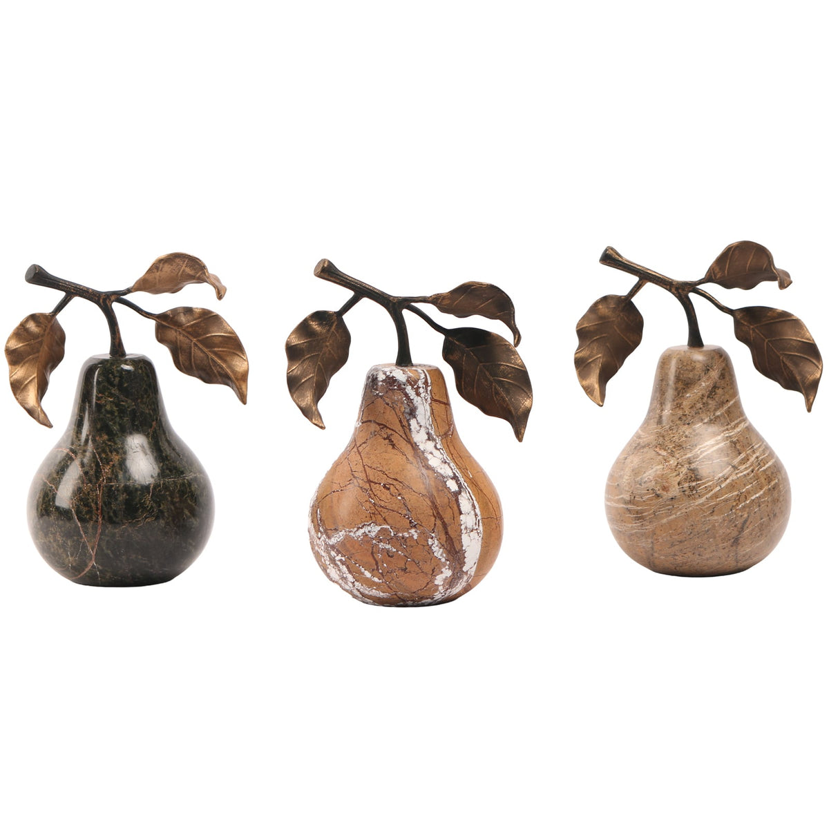 Pear Ornament in Golden Bronze Marble