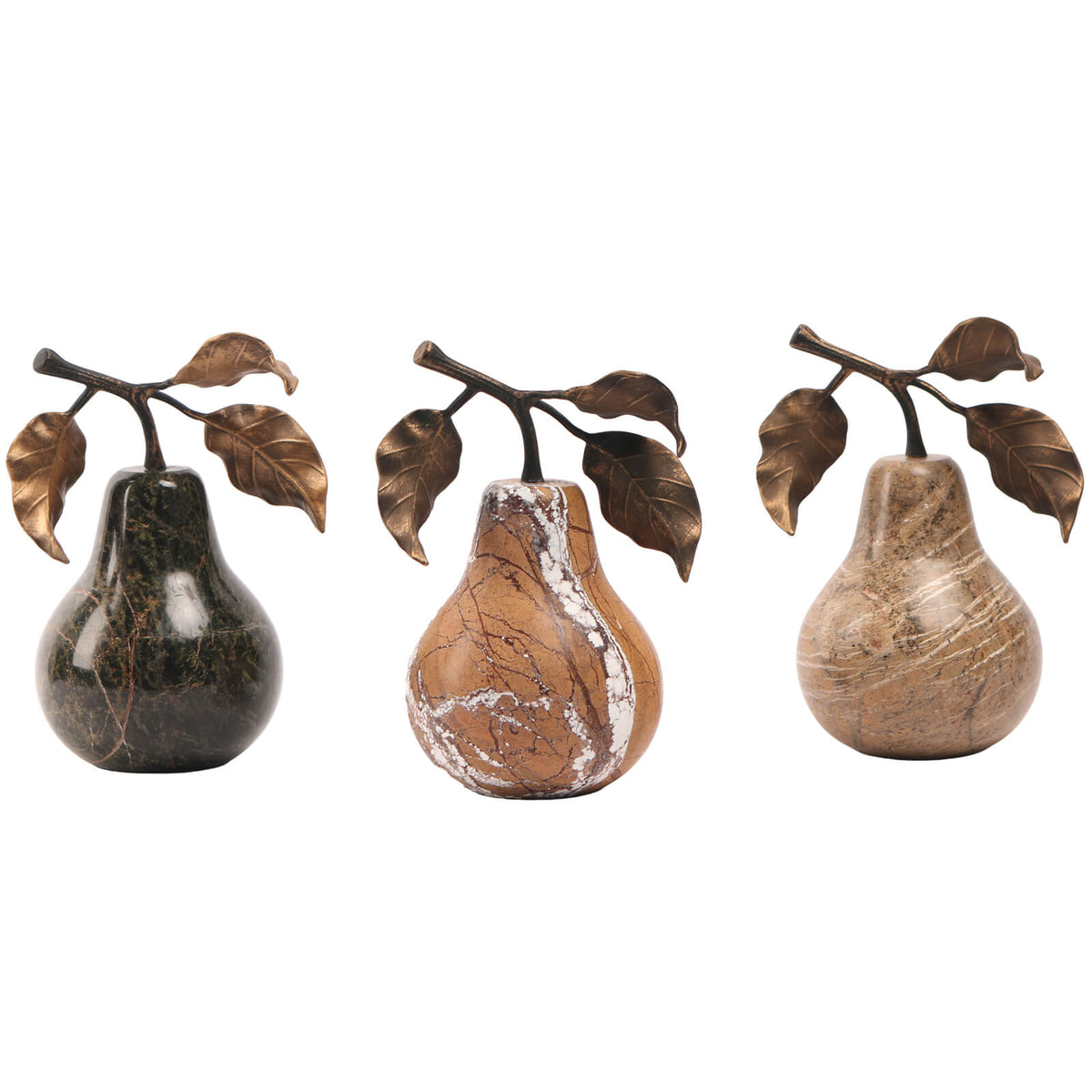 Pear Ornament in Forest Green Marble
