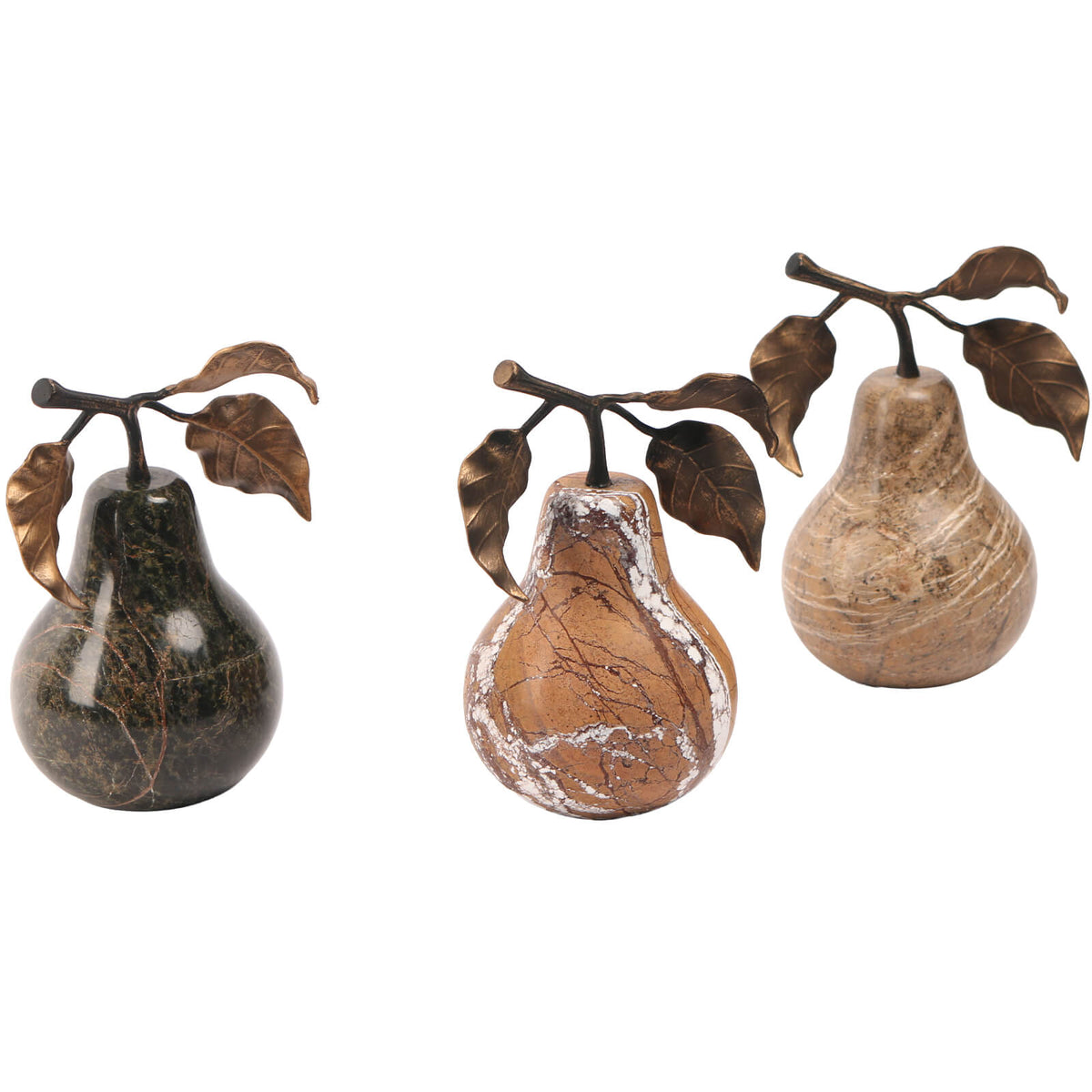 Pear Ornament in Forest Green Marble